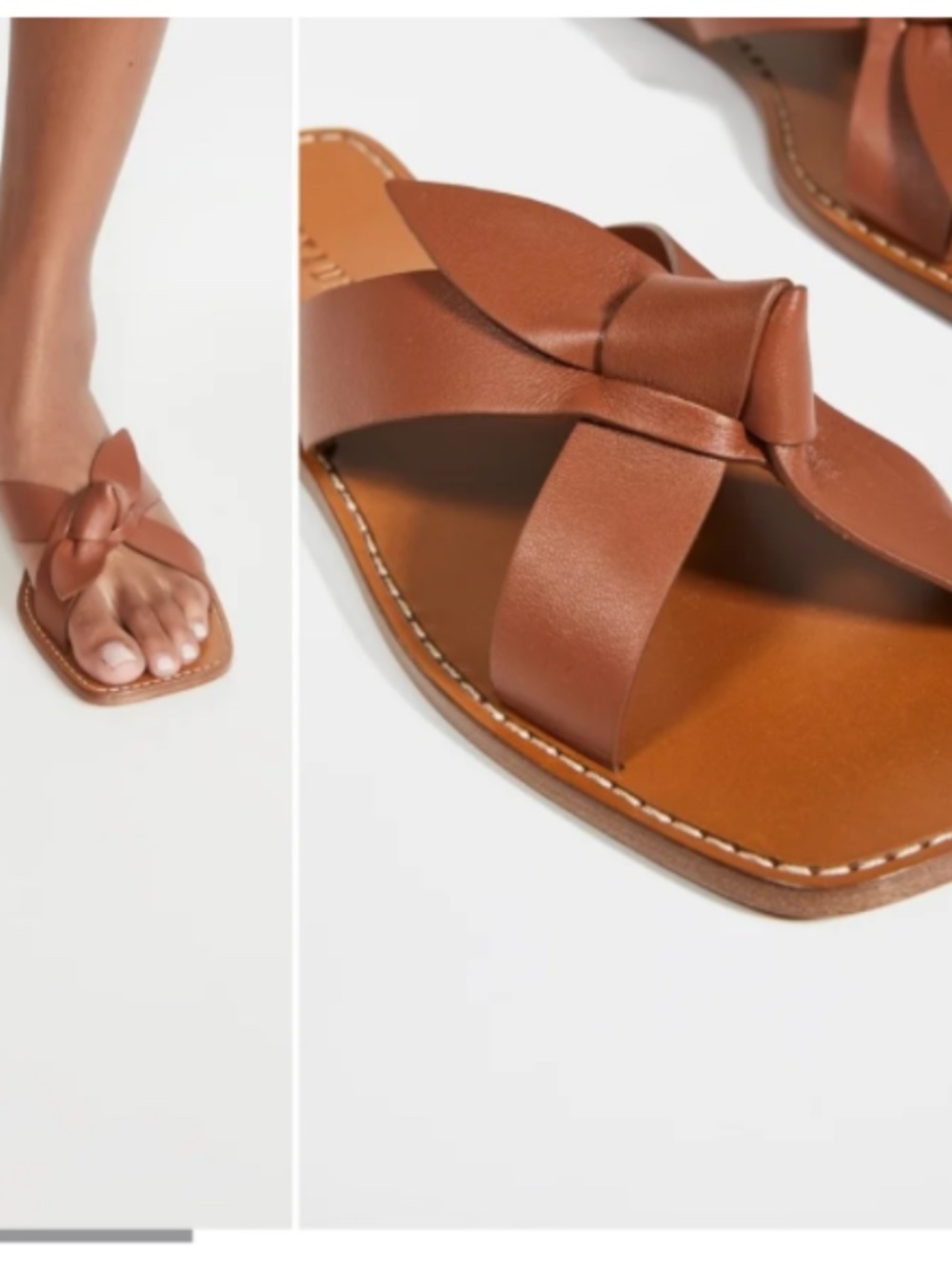 Lei Knotted Leather Slides - Tan Perfect Condition Size 6
